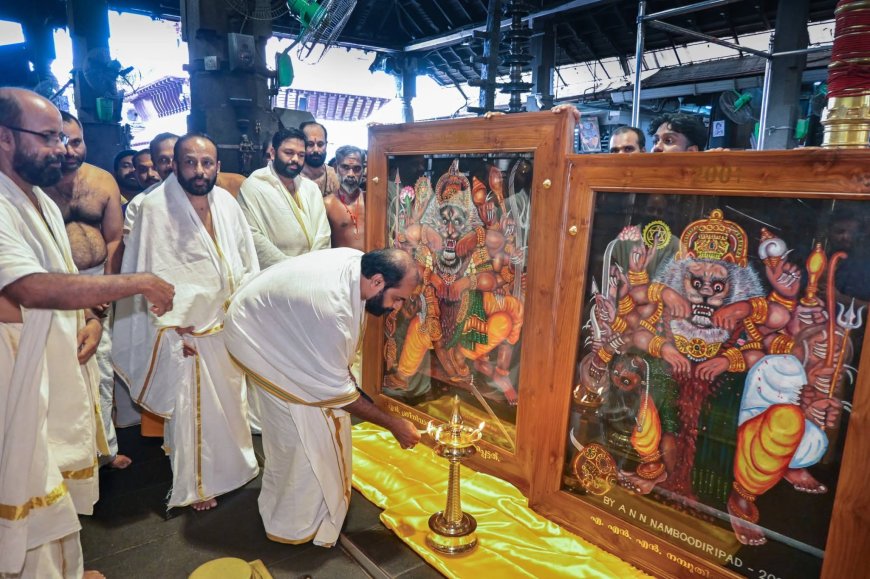 നരസിംഹാവതാരം ചിത്രം  പുതുശോഭയോടെ ഗുരുവായൂർ ക്ഷേത്രത്തിൽ സമർപ്പിച്ചു